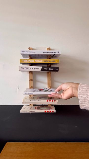 Plate Rack Bookshelf, Dish Rack Book Shelf, Book Rack Diy, Kitchen Bookshelf Ideas, Diy Shelf Ideas, Bookshelf Hack, Pallet Stool, Diy Plate Rack, Bookshelf Diy