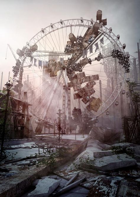 BLDGBLOG: Insurrectionary Memory Apocalypse Landscape, Abandoned Theme Parks, Abandoned Amusement Park, Apocalypse Aesthetic, Abandoned Amusement Parks, Parc D'attraction, Abandoned Mansions, Post Apocalypse, Haunted Places