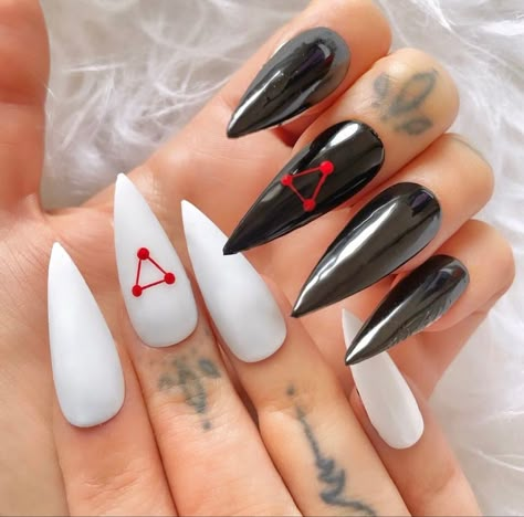 Jjk Themed Nails, Anime Acrylic Nail Designs, Megumi Nails, Anime Nails Simple, Hxh Nails, Anime Themed Nails, Fake Nails Designs, Anime Nails, Racun Shopee