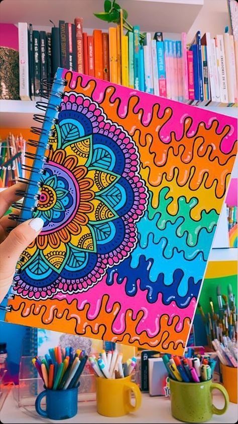 Acrylic Pens, Trippy Painting, Mandala Art Therapy, Hippie Painting, Acrylic Paint Pens, Mandala Art Lesson, Small Canvas Art, Mandala Design Art, Doodle Art Designs