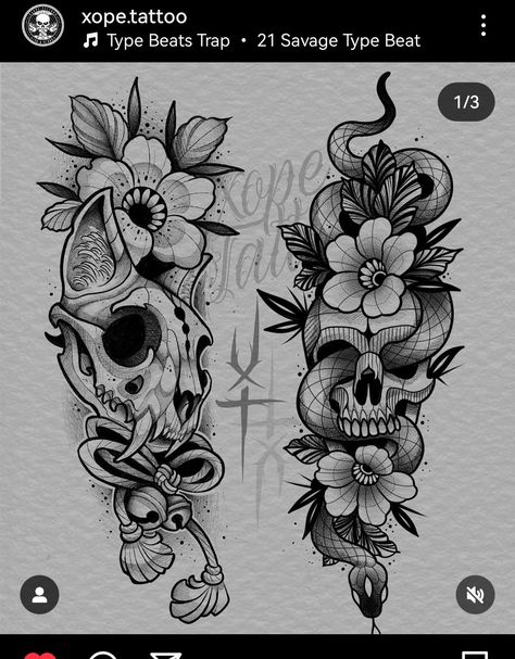 Blackwork Flower Tattoo Design, Black And Grey Neo Traditional Tattoo, Skull Flash Sheet, Dark Skull Tattoo Design, Neo Traditional Black And Grey, Cathedral Window Tattoo, Spooky Floral Tattoo, Black Work Tattoo Design, Gothic Floral Tattoo