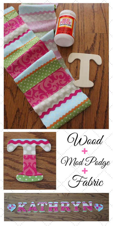 This is how I used Mod Podge on wood to adhere fabric matching my daughter's nursery theme to the wooden letters that will be hung in her room! Decorate Wooden Letters, Modge Podge Fabric, Wood Letters Diy, Wooden Letters Diy, Mod Podge On Wood, Wood Letter Crafts, Fabric On Wood, Fabric Recycling, Butterfly Vase