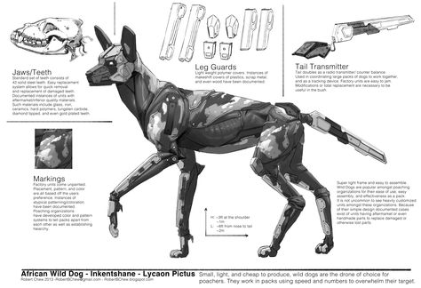 Robert Chew, Anti Poaching, Poses Manga, Mechanical Animals, Robot Animal, African Wild Dog, Robot Illustration, Arte Robot, Robot Design