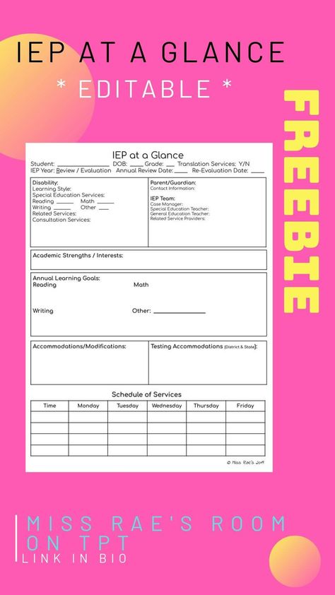 Free Iep Binder Printables, Iep Snapshot Template, Iep At A Glance, Iep At A Glance Free Editable, Iep Snapshot Editable Free, Teacher Input Form For Iep, Parent Input Form For Iep, Tracking Iep Goals, Iep Goals For Severe And Profound