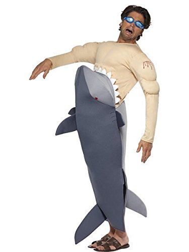 Shark Halloween Costume, Funny Fancy Dress, Funny Adult Costumes, Halloween Costume Bodysuit, Shark Costume, Man Eating, Shark Costumes, Shark Man, Bodysuit Costume