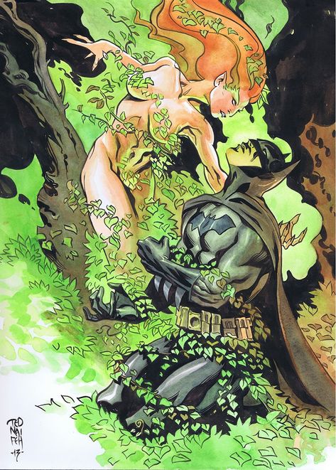 Batman seduced by Poison Ivy Ted Naifeh Comic Art Batman X Poison Ivy, Poison Ivy Cartoon, Poison Ivy Comic, Dc Poison Ivy, Pamela Isley, Poison Ivy Dc Comics, Batman Villains, Poison Ivy Batman, Batman 2