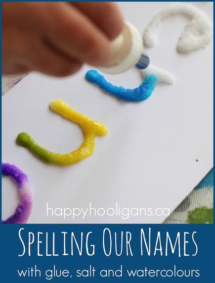 Salt, glue and watercolour experiment: a fascinating kids' experiment that teaches colour, absorption and fine motor development and co-ordination. Minion School, Prek Centers, Daycare Printables, Salt Art, Preschool Names, Happy Hooligans, Rainbow Activities, Salt Painting, Sensory Learning