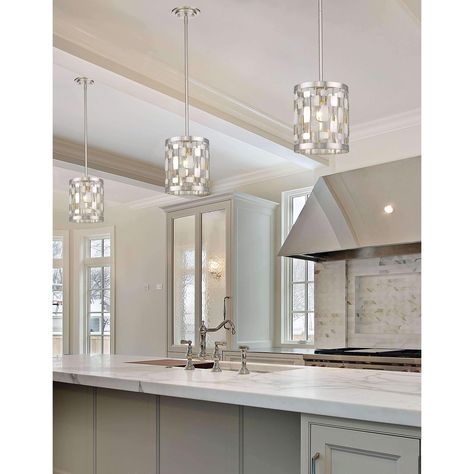 Brushed Nickel 1 Light Mini Pendant Style 430MP-BN Over The Table Lighting, Lights Over Kitchen Island, Kitchen Contemporary, Kitchen Lights, Kitchen Pendant, Farmhouse Kitchens, Kitchen Lighting Fixtures, Kitchen Pendants, Kitchen Pendant Lighting