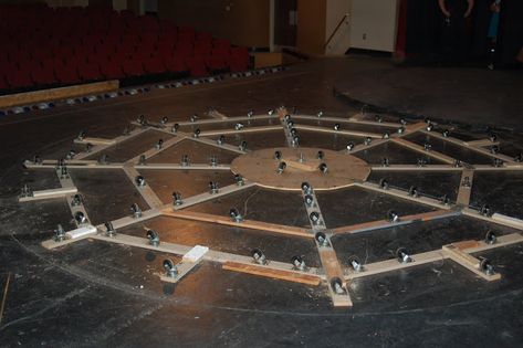 How to Make A Revolving Stage A human-powered turntable for low budget, low tech theater companies. by Peter Konopak, Allan Robins, and Jame... Rotating Set Design, Revolving Stage, Tech Theatre, Theatre Ideas, Destination Imagination, Technical Theatre, Set Construction, Theatre Production, Stage Ideas