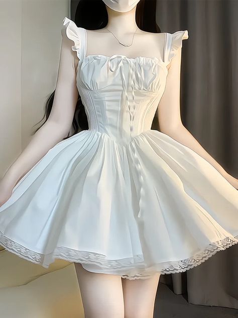 Cute Sweet 16 Outfits, Angel Outfit Ideas, Angelcore Aesthetic Outfits, Angelcore Clothes, Angelcore Outfits, Angel Coquette, Coquette Dress, Sweet 16 Outfits, Outfit Collection