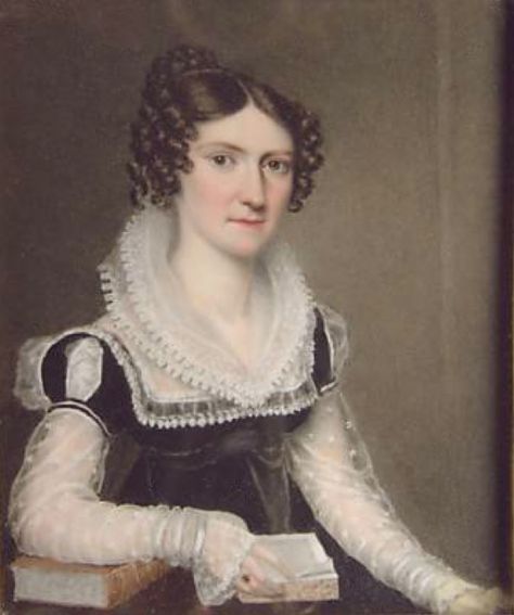 1822 Harriet Bainbrigge, later Mrs. Robert Dale by William Corden the Elder (location unknown to gogm) 1600s Fashion, Regency Hairstyles, Regency Portraits, Regency Aesthetic, 1820s Fashion, Period Fashion, Location Unknown, Regency Gown, Regency Era Fashion