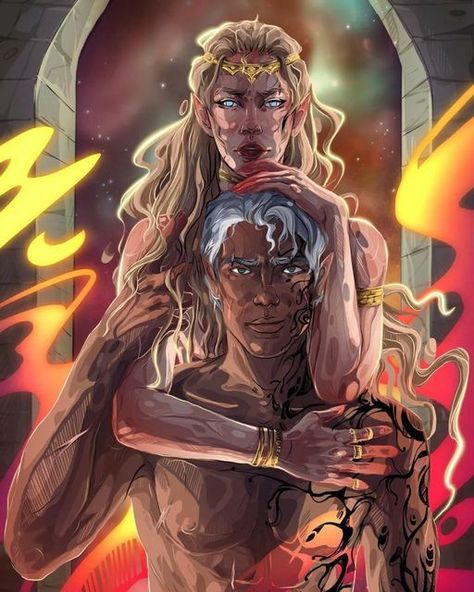 Rowan Tattooing Aelin, Throne Of Glass Fanart Aelin, Aelin Galathynius And Rowan Whitethorn, Rowan Whitethorn Fanart, Glass Throne, Rowan Whitethorn, Rowan And Aelin, Throne Of Glass Fanart, Celaena Sardothien