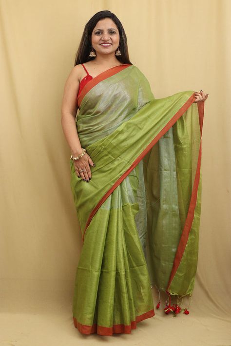 Green Cotton Saree, Bengal Saree, Tissue Saree, Green Cotton, Cotton Saree, Elegant Style, Saree, Wardrobe, Green