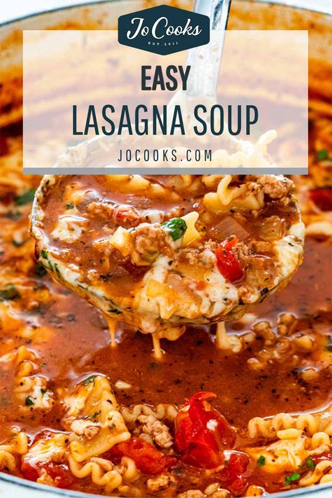 Easy Lasagna Soup, Soup For Dinner, Lasagna Soup Recipe, Traditional Lasagna, Pot Lasagna, Lasagna Soup, Soup And Stew, Dinner Meals, Easy Soups