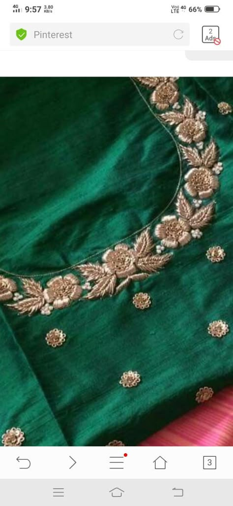 Khat Work Blouse Design, Simple Aari Work Blouse Design, Simple Aari Work Blouse, Blouse Design Aari Work, Simple Aari Work, Aari Work Blouse Design, Green Blouse Designs, Maggam Blouses, Handwork Blouse