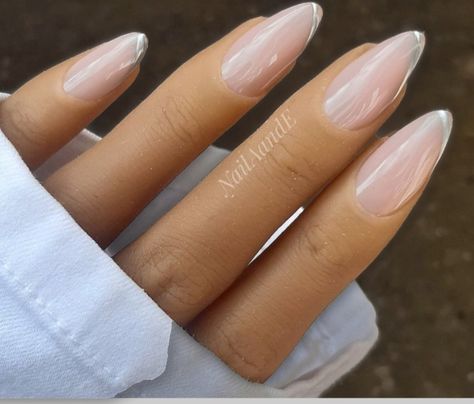 Asymmetrical French Nails, Asymmetrical French Tip, Tip Nails Almond, French Tip Nails Almond, Art Tips And Tricks, Creative Nail Ideas, Nails Bride, Acrylic Nails Almond Shape, 3d Nail Art Designs