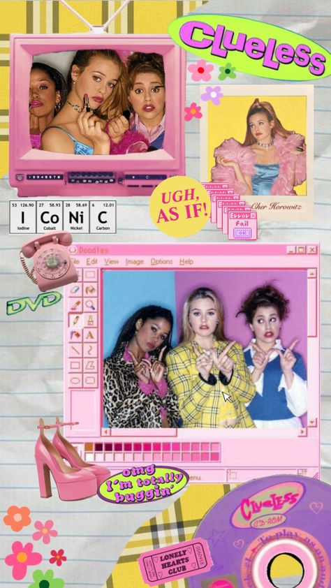 #clueless #cherhorowitz #90s #cluelessmovie Clueless Graphic Design, Clueless Closet App, 90s Clueless Aesthetic, Clueless Party Theme, Clueless Collage, Clueless Theme, Clueless Poster, Clueless Closet, Clueless Style