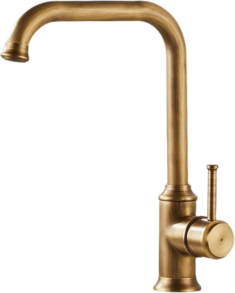 Antique Brass Kitchen Faucet Hot Cold Water Tap Deck Mounted Single Hole for Kitchen Sink 360 Rotation - Amazon.com Antique Brass Kitchen Faucet, Antique Brass Kitchen, Brass Kitchen Sink, Brass Kitchen Faucet, Brass Tap, Brass Kitchen, Antique Kitchen, Kitchen Faucets, Sink Taps