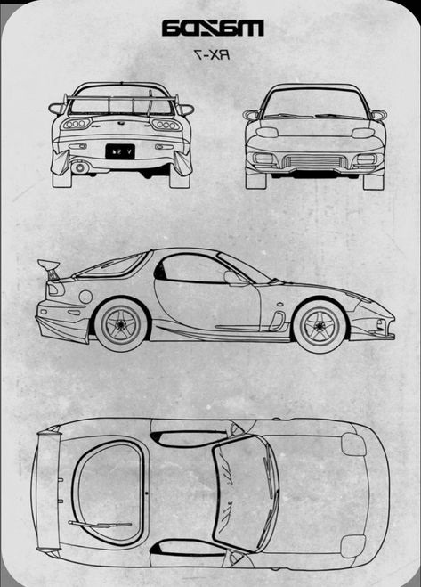 Japanese Car Drawing, Rx7 Sketch, Mazda Rx7 Drawing, Rx7 Art, Gtr Drawing, Gtr Car, Mazda Rx 7, Cool Car Drawings, Automotive Artwork