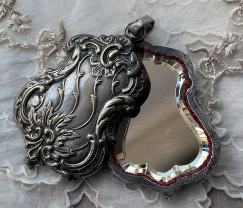 Old Mirrors, Art Deco Vanity, Antique Locket, Assemblage Jewelry, Vintage Silverware, Beautiful Mirrors, Napoleon Iii, Vintage Vanity, Beveled Mirror