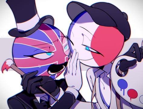 © Siyomi �• Siyomi6 France X Uk Countryhumans, Uk X France Countryhumans, Countryhumans Uk X France, Bendy Y Boris, Dragon Cookies, Planets Art, Country Humor, Painting People, Undertale Drawings