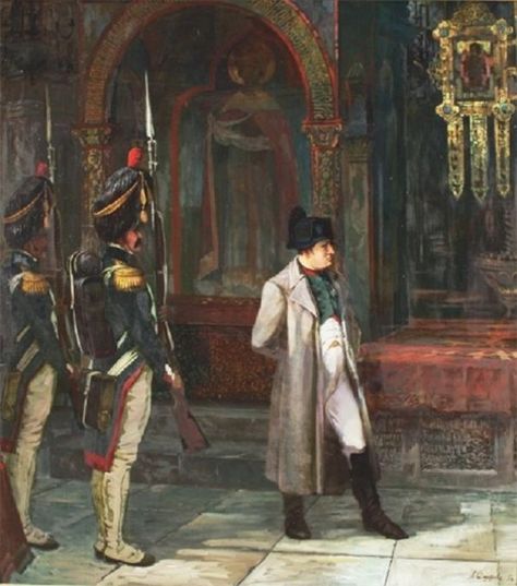 Andrei Fedorov. The Emperor Napoleon in the Moscow Kremlin. nd Napoleon Russia, Napoleonic Paintings, Napoleon Quotes, Emperor Napoleon, Napoleon Josephine, First French Empire, Moscow Kremlin, German History, Napoleon Bonaparte