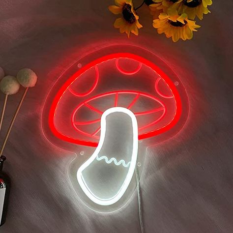 Red And White Mushroom, Game Room Wall Art, Mushroom Lights, 2160x3840 Wallpaper, Mushroom Decor, Cute Bedroom Decor, Novelty Lighting, Neon Light Signs, 3d Wall Art