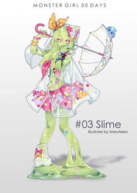 Slime - by MaruNeko Slimes Girl, Monster Girl Encyclopedia, Anime Monsters, Monster Characters, Japon Illustration, Arte Sketchbook, Cute Monsters, Dessin Adorable, 판타지 아트