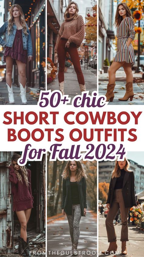 women wears short cowboy boots outfits for fall, western outfits White Cowboy Boots Outfit Fall, Cowgirl Boots Outfit Fall, Cowgirl Boots Outfits, Western Outfits Fall, Cowboy Boots Outfit Fall, Cowboy Boots Outfit Summer, Brown Cowboy Boots Outfit, White Cowboy Boots Outfit, Short Cowboy Boots Outfit