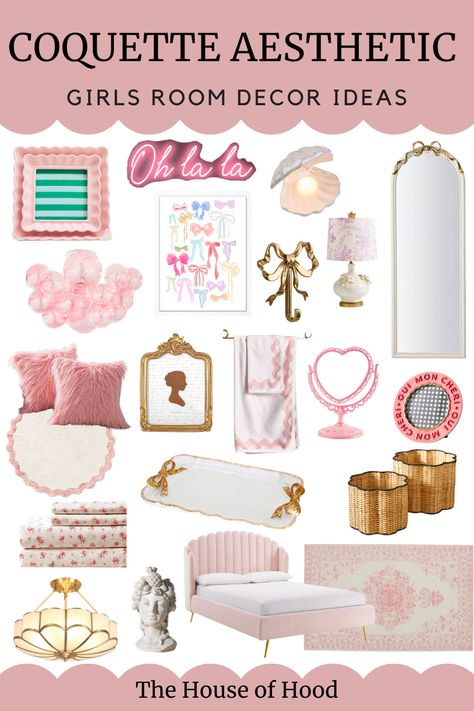 Coquette Girls Room, Coquette Room Decor Ideas Diy, Room Ideas Coquette, Coquette Bedroom Ideas, Coquette Bedroom Aesthetic, Coquette Room Ideas, Coquette Room Aesthetic, Aesthetic Design Ideas, Girls Bedroom Design