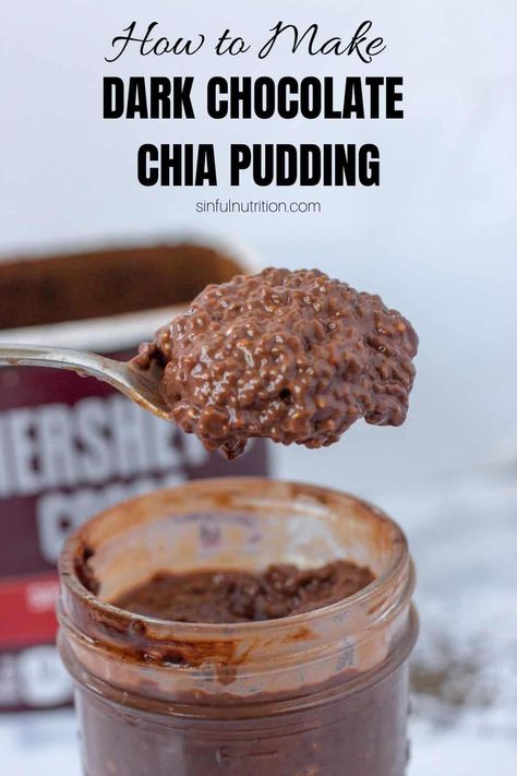 A recipe for dark chocolate lovers! This chia pudding is healthy enough for breakfast, and sweet enough for dessert! | @sinfulnutrition #sinfulnutrition #chiapudding #chiaseedpudding #highproteinbreakfast Chia Yogurt, Overnight Chia Pudding, Chia Pudding Breakfast, Chocolate Chia Seed Pudding, Chia Pudding Recipe, Chia Seed Recipes Pudding, Chocolate Yogurt, Chia Recipe, Chocolate Breakfast