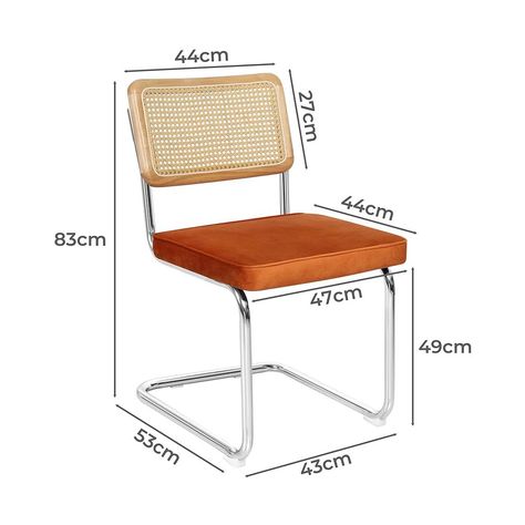 🧡LEVEDE RATTAN DINING CHAIRS ORANGE - 2PCS🧡 Suitable for dining room, living room, coffee, reception or banquets, these dining chair ooze with style 🤌🏾 Key Features: 🔸Cantilevered chrome-plated steel frame 🔸Rounded corners 🔸Rubber wood frame 🔸Woven PE rattan backrest 🔸7cm velvet padded seat 🔸120kg weight capacity 🔸Anti-slip feet 🛒 SHOP these stylish dining chairs & more at: ⚜️ luxemporium.com.au ⚜️ #luxemporium #furniture #luxfurniture #home #kitchen #kitchenfurniture #levede Marcel Breuer Chair, Breuer Chair, Orange Dining Chairs, Cesca Chair, Room Upgrade, Rattan Dining Chairs, Marcel Breuer, Aesthetic Pastel Wallpaper, House Interior Decor