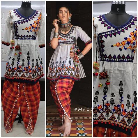 Zayra_newcollection 💬DM on whatsapp +(91) 997 836 8366 💃🏿DN :- *R Kediya*💃🏿 Fabric Details :- 💃🏼Top :- flex cotton with accessories 💃🏼Dhoti… Kediya Design, Dress For Navratri, Dhoti Top, Indian Traditional Wear, Indian People, Fancy Gowns, Indian Party, Indian Party Wear, Fancy Kurti