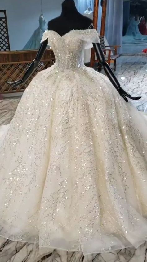 Ostty Wedding Dress | Sparkly wedding dress, Dream wedding ideas dresses, Fancy wedding dresses White Quinceanera Dresses, Queen Wedding Dress, Sparkly Wedding Dress, Sparkle Wedding Dress, Pretty Wedding Dresses, Fancy Wedding Dresses, Fancy Wedding, Cute Wedding Dress, Dream Wedding Ideas Dresses