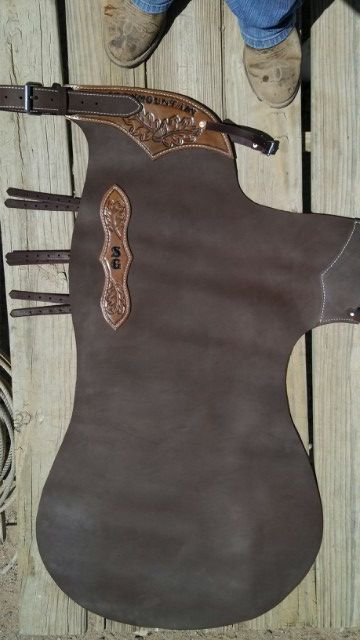 Custom Batwing Chaps with Hand Tooled Yokes and Shields. Batwing Chaps, Custom Chaps, Cowboy Clothing, Leather Working Projects, Riding Chaps, Paint Parties, Leather Ideas, Canvas Paint, Cowboy Outfits