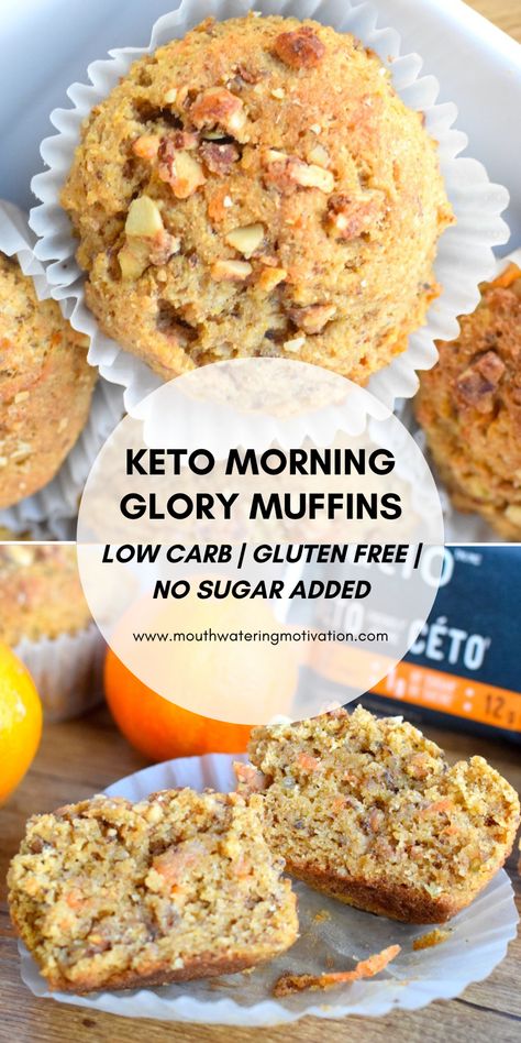 These Keto Morning Glory Muffins have so much flavour! They have such an amazing soft and fluffy texture with the little crunch of nuts and seeds along with the hint of orange..wow. Seriously these might be my favourite keto muffins I've made. They are so good! Low Sugar Diet Recipes, Glory Muffins, Dinner Recipes Healthy Low Carb, Morning Glory Muffins, Low Fat Low Carb, Low Carb Low Fat Recipes, Keto Lasagna, Low Carb Muffins, Diet Recipes Easy