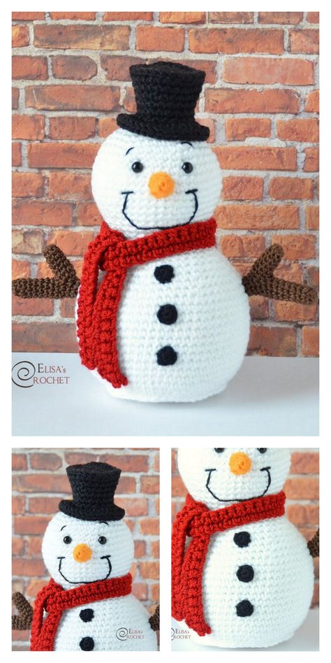 Amigurumi Christmas Snowman Free Pattern 47 Amigurumi Snowman Free Pattern, Crocheted Snowman, Snowman Patterns, Crochet Christmas Ornaments Free, Christmas Crochet Patterns Free, Crocheted Toys, Crochet Snowman, Crochet Xmas, Crochet Christmas Decorations