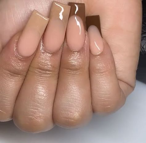 Tan Brown Nails Acrylic, Tan Long Nails, Coffin Tan Nails, Clear Brown Nails Acrylic, Long Tan Acrylic Nails, Neutral Nails Acrylic, Multicolored Nails, Acrylic Nails Nude, Nail Aesthetic