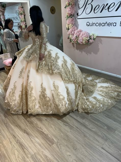 Elegant Quince Dresses, Quince Colors, Champagne Quince, Beauty And The Beast Quince, Champagne Quinceanera Dresses, Quinceanera Stuff, Quince Themes, Quinceanera Dresses Gold, Women Celebrating