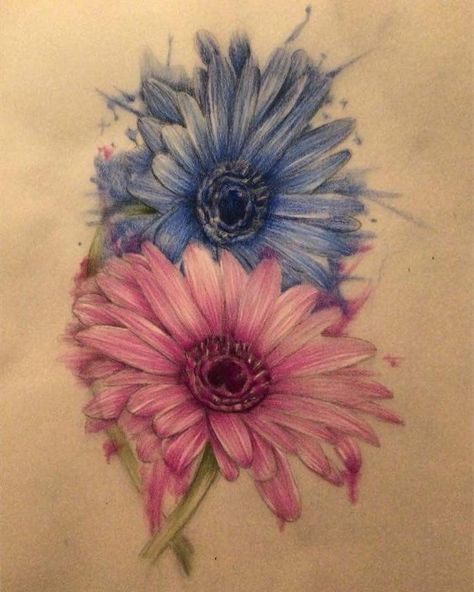 Gerber Flower Tattoo, Gerber Daisy Tattoos For Women, Tattoo Daisies, Gerber Daisy Tattoo, Gerbera Daisy Tattoo, Best Feminine Tattoos, Birth Flower Tattoo Ideas, Flowers September, Aster Flowers