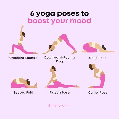 In need of a quick endorphin boost? Stretch, breathe, and feel the rush of positive energy flowing through your body with these 6 yoga poses! ⁠ ➡️Make sure you save it so you can come back to it later. ⁠ ⁠ ⭐️P.S. Don’t forget to register for our International Yoga Day Class tomorrow! All attendees will be entered into a giveaway draw for a Jill Yoga Active Set + branded water bottle!⁠ Yoga For Happy Mood, Yoga Poses For Energy, Yoga For Positive Energy, Stretches For Energy Boost, Yoga Poses For Energy Boost, Yoga For Energy Boost, Brain Break Games, Energizing Stretches, Active Stretches