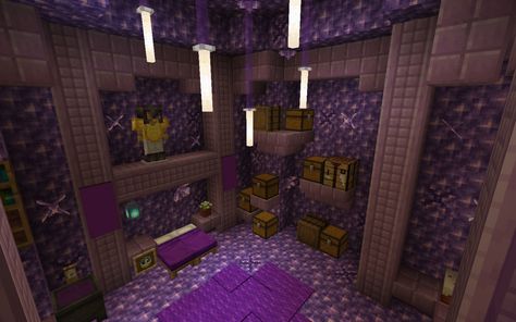 Amethyst Base Minecraft, Amethyst Room Minecraft, Minecraft Geode House, Minecraft Geode Build, Amethyst Builds Minecraft, Minecraft Amethyst Builds, Minecraft Decor, Amethyst Decor, Interior Minecraft