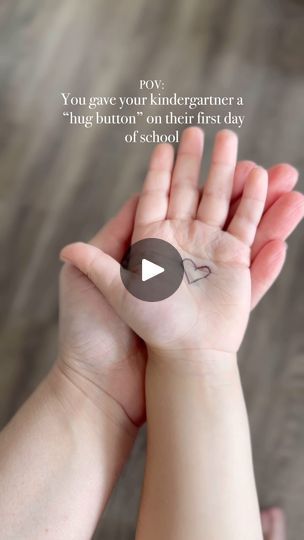 2.1M views · 168K reactions | Read how the Hug button works 👇🏻

The Hug Button is a simple yet powerful way to help children feel less scared about going back to school. Just draw a heart on your hand and your child’s, hold hands to charge it with love, and let them know that you’re always thinking of them and that your heart is with them wherever they go. 

Tell them if they feel sad or miss you while they’re at school, they can press the hug button or squeeze their hand and it will send a hug to you. Reassuring them that you’re always there with them. 🫶🏻

You can place the heart on their hand, wrist or arm so it doesn’t wash off. Whatever works best for you! 

This also is such a great idea for kids who go to daycare as well!

#backtoschool #newmomtips #kindergarten #momblogger #moms Draw A Heart, Send A Hug, The Hug, Hold Hands, Hand Wrist, Sending Hugs, 1st Day Of School, A Hug, Kids Hands