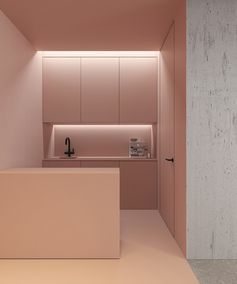 Minimalist Dekor, Interior Minimalista, Pink Kitchen, Interior Kitchen, Pink Interior, Commercial Office, Minimalist Kitchen, Decor Minimalist, Minimalist Bedroom