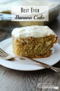 Best Ever Banana Cake is a light and fluffy cake with a scrumptious cream cheese frosting. You will not find a better recipe! It is super easy to make and so moist. This cake is a family favorite that is perfect for any occasion! Super Moist Banana Cake, Best Banana Cake Recipe Ever, Creamcheesefrosting Cake, Banana Cake Recipe Moist, Homemade Banana Cake Recipe, Best Ever Banana Cake, Banana Sheet Cakes, Italian Lemon Pound Cake, Dessert Banana