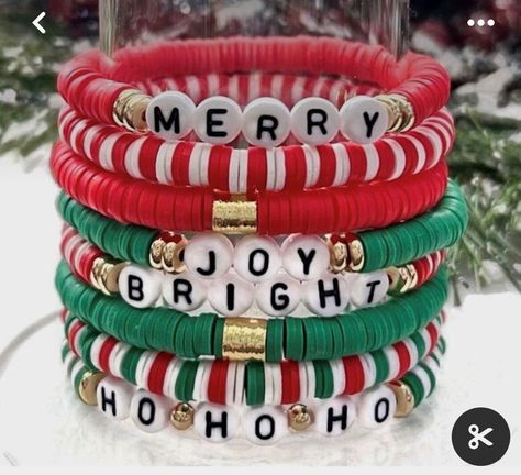 Burr Basket, Make Clay Beads, Christmas Jewelry Diy, Clay Bead Necklace, Heishi Bracelet, Beaded Braclets, Preppy Bracelets, Holiday Bracelets, Homemade Bracelets