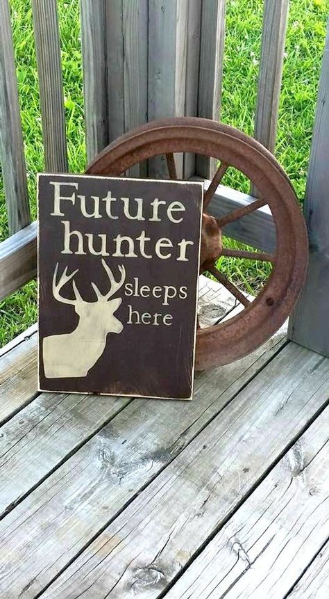 Future Hunter Sleeps Here - Wood Sign - Nursery Room Hunting Decor - Baby Deer Wall Hanging - Huntin Hunting Nursery, Hunting Signs, Hunting Baby, Baby Room Wall Decor, Hunting Room, Baby Room Diy, Hunting Decor, Baby Boy Room Nursery, Baby Room Wall