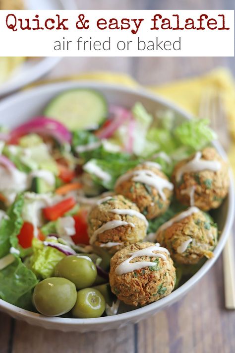 How To Make Falafel Balls, Falafel Oven Baked, Canned Chickpea Falafel Air Fryer, Oven Falafel Recipe, Easy Baked Falafel, Falafel From Canned Chickpeas, How To Make Falafel, Vegan Tzatziki, Pita Sandwiches