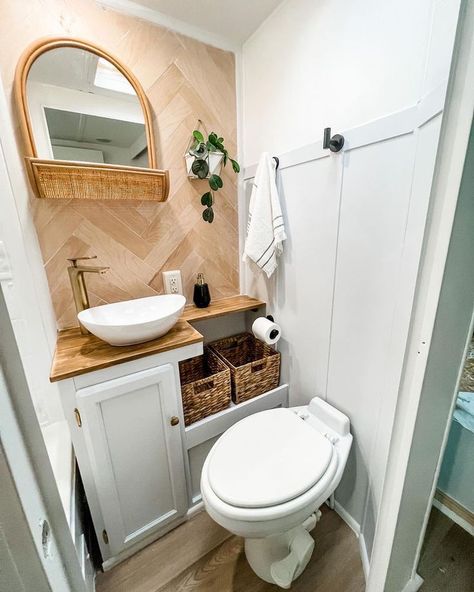 Remember to maximize functionality by incorporating space-saving solutions like over-the-door organizers, collapsible bins, and multi-purpose furniture. With a little creativity and attention to detail, you can transform your camper bathroom into a stylish and functional retreat on wheels.

#CamperDecor #TravelStyle #TinyLiving #RVLife #BathroomDesign #OnTheRoad #HomeOnWheels Camper Vanity Ideas, Tiny Camper Bathroom Remodel, Bathroom Camper Ideas, Small Camper Trailers With Bathroom, Small Camper Bathroom, Camper Bathroom Decor, Van Life Bathroom, Camper Bathroom Ideas, Camper Bathroom Remodel