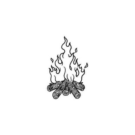 Fire Pit Tattoo Ideas, Log Tattoo, Fireplace Tattoo, Fire Tattoo Realistic, Fire Doodle, Bonfire Tattoo Simple, Campfire Doodle, Simple Camp Fire Tattoo, Campfire Tattoo Simple